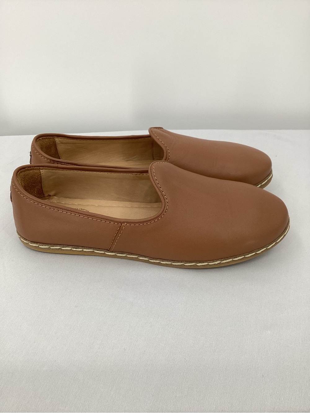 Charix Artisan Leather Slip-On Loafers in Cognac Brown
